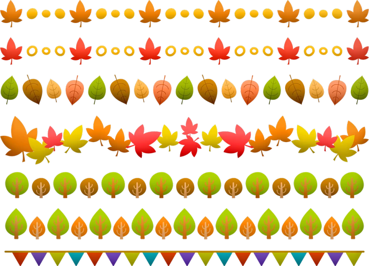 a bunch of different colored leaves on a black background, vector art, by Kiyoshi Yamashita, naive art, art deco borders, apple, in a row, 🍂 cute