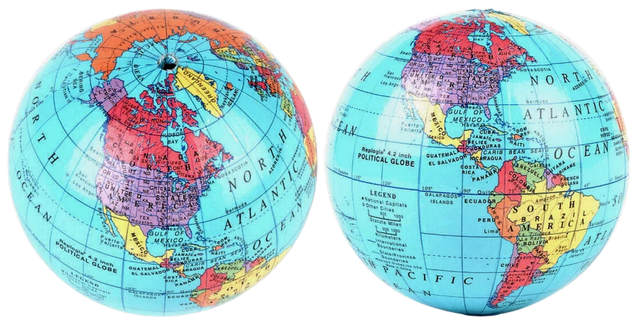 a close up of an egg with a map of the world on it, a digital rendering, by Jon Coffelt, front and back view, large globe, 7 0 s, stereogram