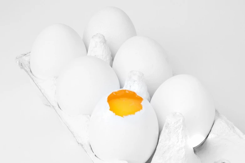 a bunch of eggs that are in a carton, an illustration of, by Yi Jaegwan, photorealism, high - key photography, intense albino, award-winning crisp details”, getty images