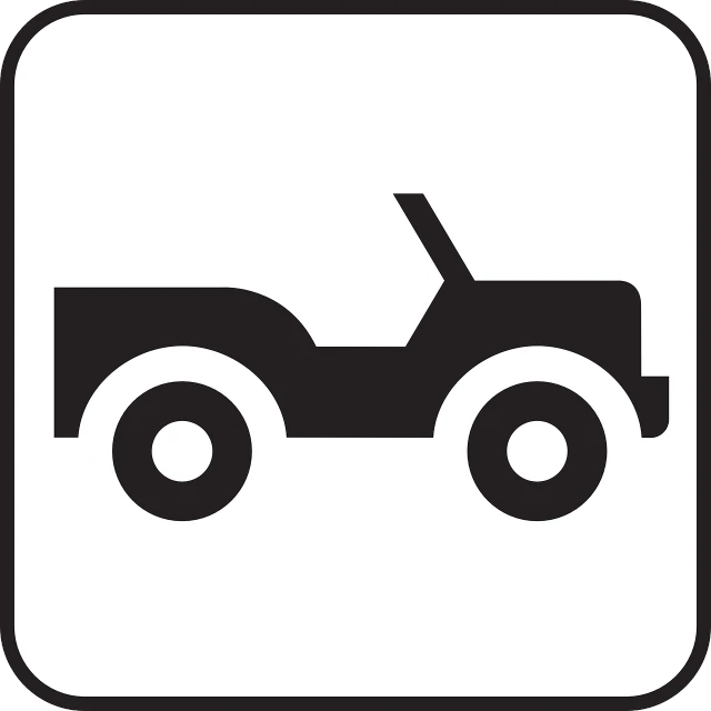 a black and white picture of a jeep, vector art, pixabay, computer art, traffic signs, computer generated, a park, ƒ / 2. 5