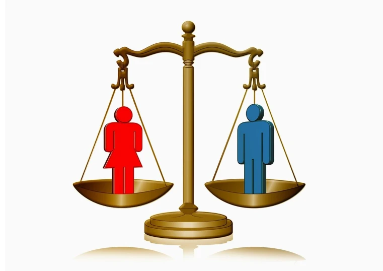 a scale with a man and a woman on it, figuration libre, politics, i_5589.jpeg, vector design, libra