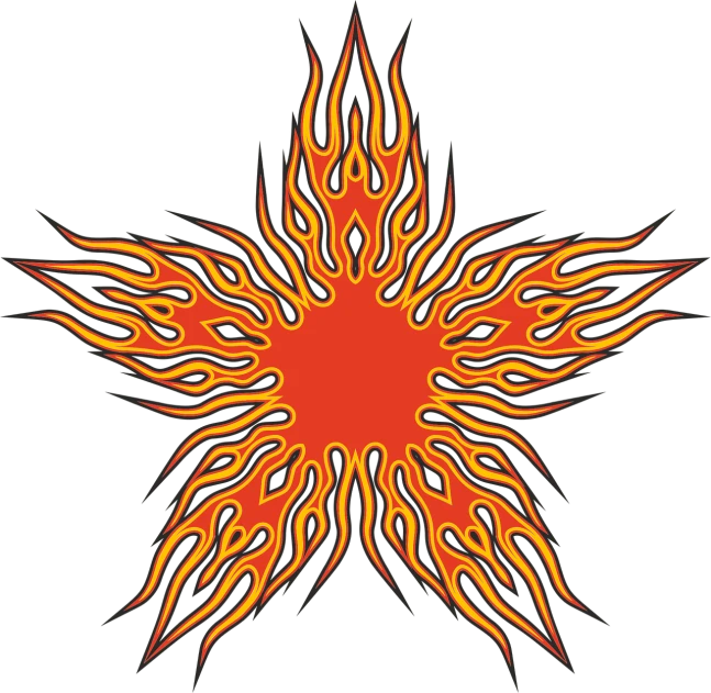 a fire star on a black background, inspired by Rodney Joseph Burn, biker, !!! very coherent!!! vector art, hot and sunny highly-detailed, symmetrically