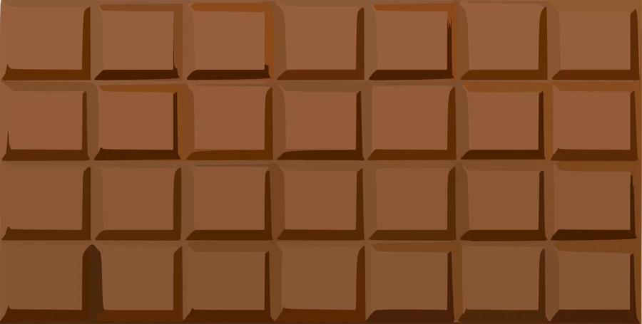 a piece of chocolate sitting on top of a table, an illustration of, by Andrei Kolkoutine, trending on pixabay, computer art, anime screenshot pattern, pallet, vector background, three fourths view