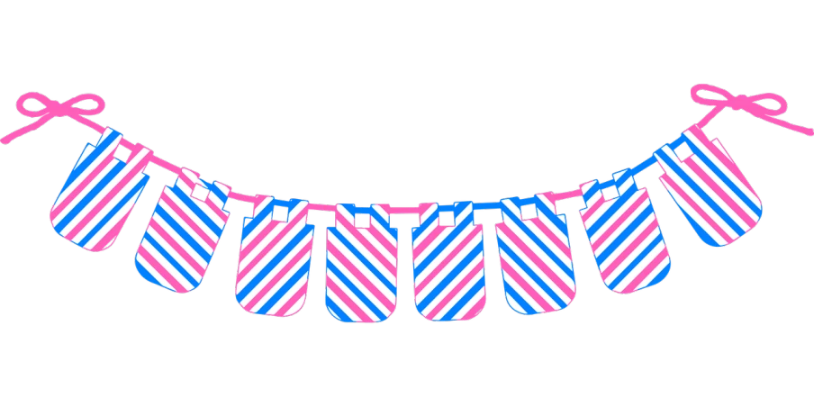 a pair of mittens hanging from a string, a digital rendering, unsplash, sōsaku hanga, dayglo pink blue, symmetrical 4k, gang flags, on black background