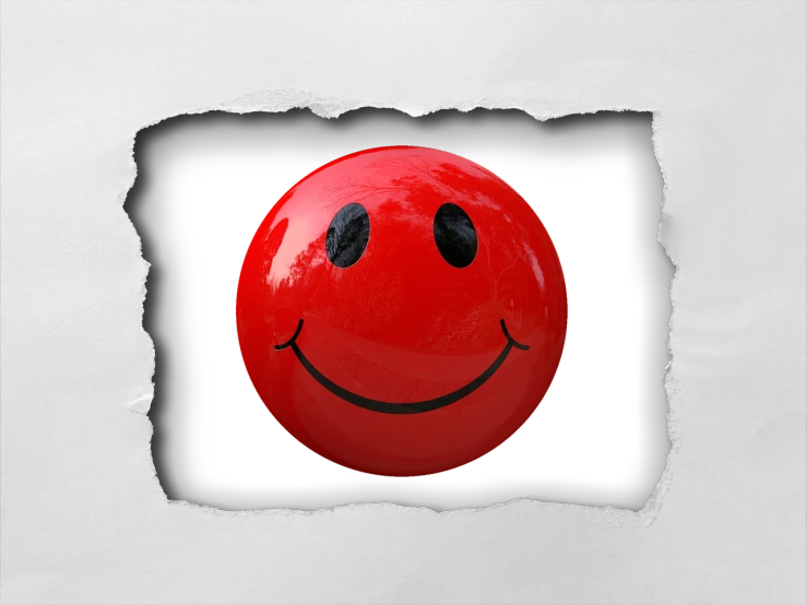 a red ball with a smiley face drawn on it, a picture, by Tadashi Nakayama, red realistic 3 d render, on black background, on simple background, in the middle of the day