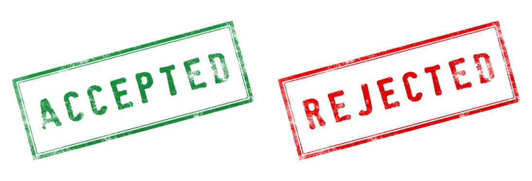 a couple of signs that say accepted and rejected, a stock photo, by Alexander Fedosav, reddit, remodernism, red on black, red and green lighting, in red dead redemntion 2, beds