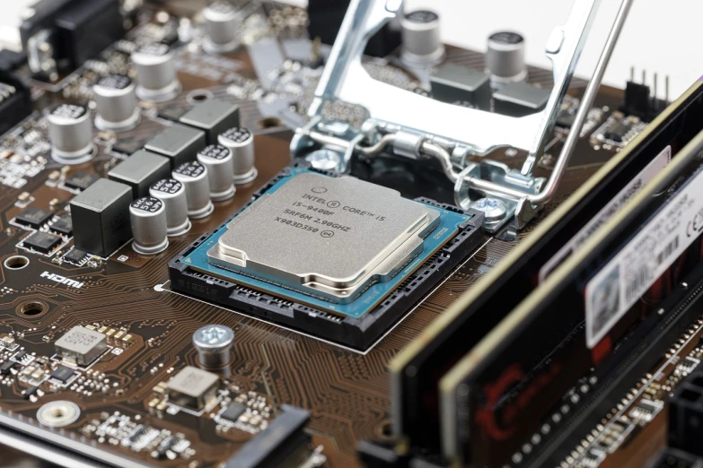 a close up of a computer mother board, shutterstock, cpu, high quality product image”, photorealistic - h 6 4 0, uhd 8k cryengine