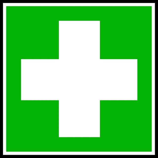 a green first aid sign with a white cross, a picture, deviantart, 2 0 5 6 x 2 0 5 6, adventure playground accident, reggae, medical diagram