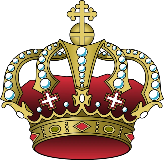 a crown with a cross on top of it, pixabay, digital art, highly detailed vector art, god save the queen!!!, emblem of wisdom, richly detailed colored