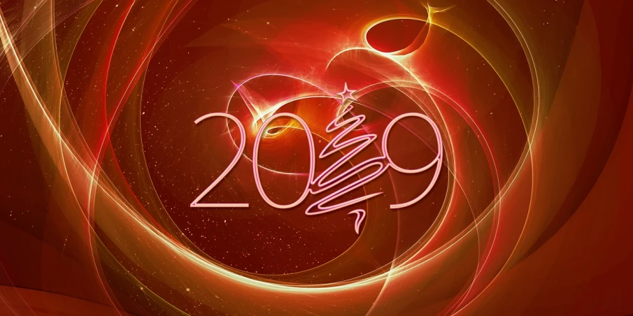 a computer generated image of a new year's eve, a picture, by David Brewster, beautiful iphone wallpaper, red swirls, the year 2089, christmas
