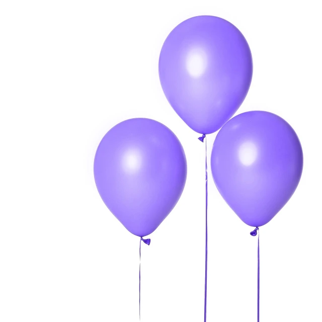 a group of three purple balloons sitting next to each other, a photo, high res photo, background is white, product introduction photo