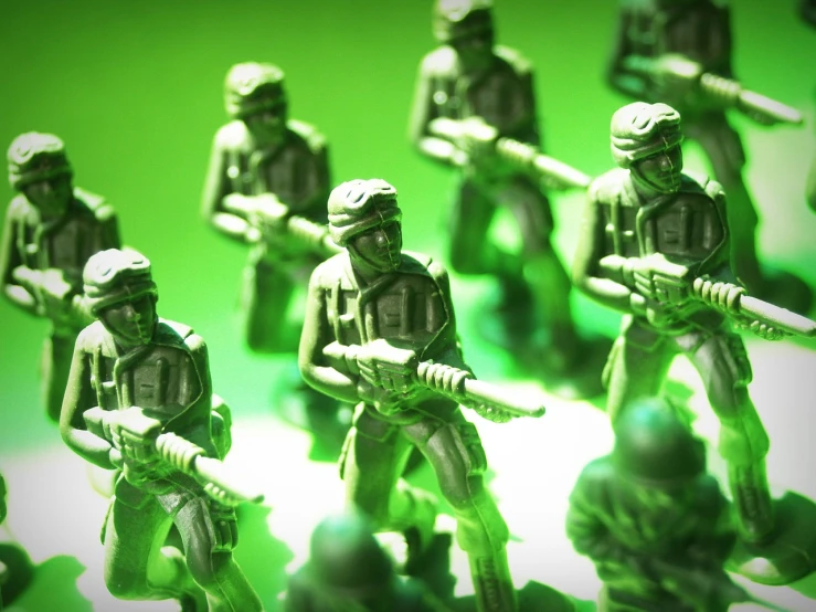 a group of toy soldiers standing next to each other, by Adam Marczyński, digital art, full of greenish liquid, war photo, closeup - view, resources background