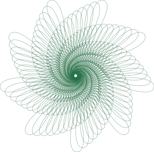 a green flower on a black background, generative art, concentric circles, mathematical, simple path traced, screen cap