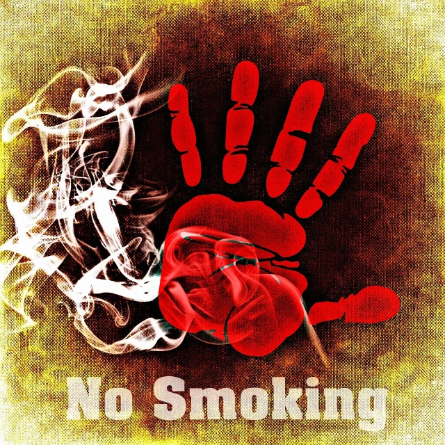 a red hand print with smoke coming out of it, a poster, graffiti, no smoke, photo illustration, smoking cigars, a beautiful artwork illustration