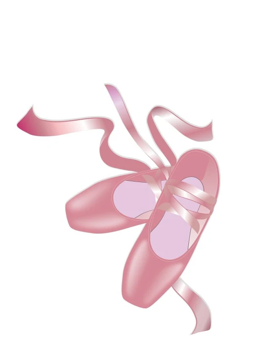 a pair of pink ballet shoes with a pink ribbon, an illustration of, arabesque, cute photo, an illustration, documentary, instrument