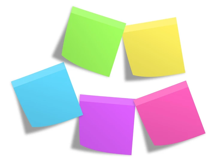 a bunch of post it notes sitting on top of each other, an illustration of, synchromism, clip-art, colorful palette illustration, five-dimensional, round corners