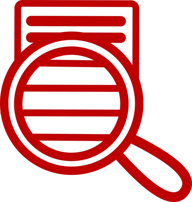 a magnifying glass over a piece of paper, a screenshot, pixabay, sōsaku hanga, red and white stripes, thick thick thick outlines, symbol for the word ersatz, profile shot