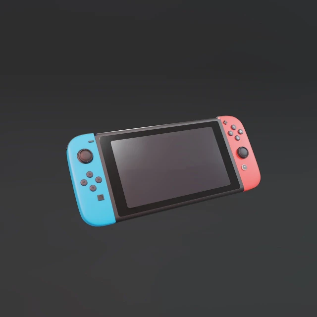 a close up of a nintendo switch lite, a 3D render, polycount, conceptual art, on a flat color black background, 4 k product photo