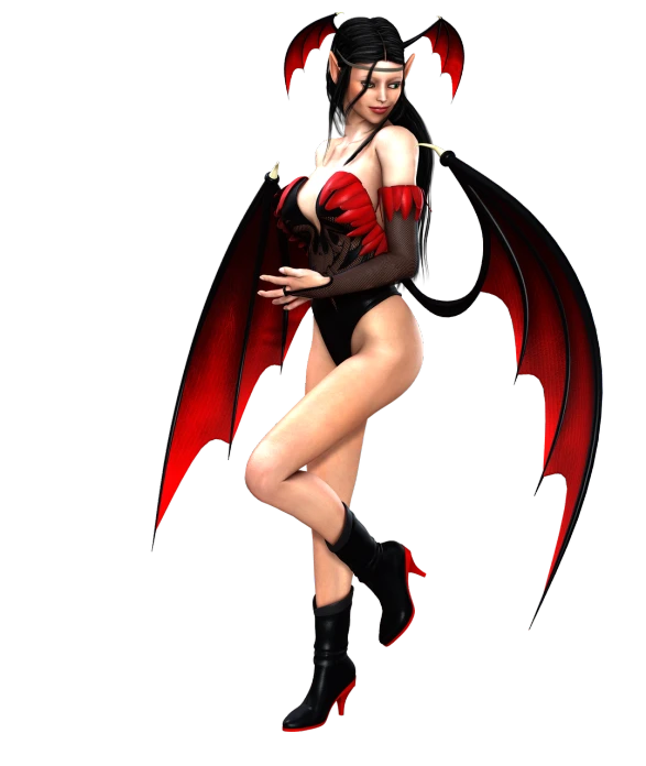 a woman dressed as a devil poses for a picture, inspired by Anne Stokes, zbrush central contest winner, gothic art, character from king of fighters, render naughty dog, bat wings, 8k octae render photo