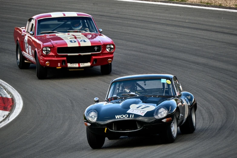 a couple of cars driving down a race track, a portrait, by Jan Pynas, flickr, jaguar e - type, glass and metal : : peugot onyx, nicely detailed, vixen