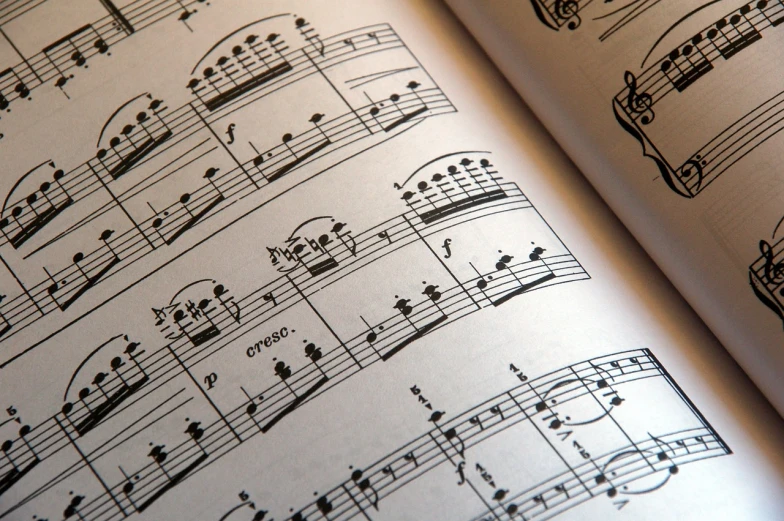 a close up of a book with music notes, by Robert Medley, file photo, practice, inside a grand, complex and detailed