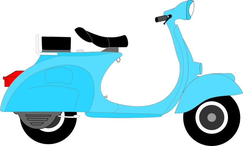 a blue scooter on a white background, vector art, inspired by Masamitsu Ōta, trending on pixabay, conceptual art, black and cyan color scheme, unfinished, digital art - w 700, side