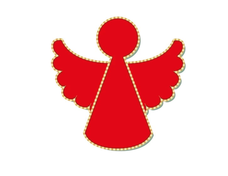 a red christmas angel on a black background, clipart icon, spangle, seams, red jewelry