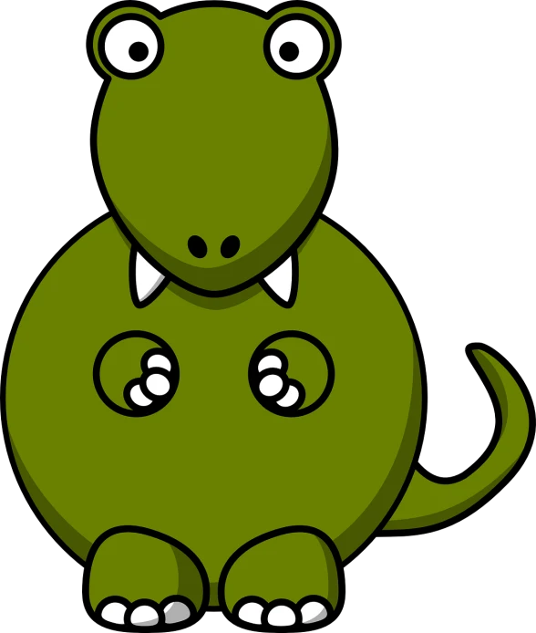 a green dinosaur sitting on its hind legs, an illustration of, inspired by Abidin Dino, digital art, with a black background, cartoon style illustration, hands on hips, !!! very coherent!!! vector art