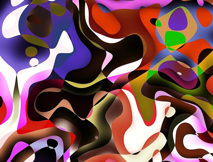 a multicolored abstract painting of a variety of shapes, digital art, inspired by Jean Arp, trending on pixabay, lyrical abstraction, dark but detailed digital art, raytracting, ( ( dithered ) ), colored projections