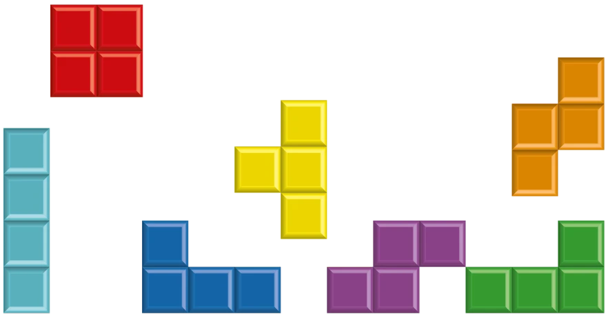 a bunch of different colored blocks on a black background, inspired by David B. Mattingly, pixel art, game icon, tetris, basic photo, video game screenshot>
