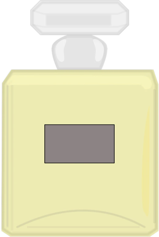 a bottle of perfume on a black background, inspired by Louise Abbéma, cell shaded adult animation, soft yellow background, with a square, clipart