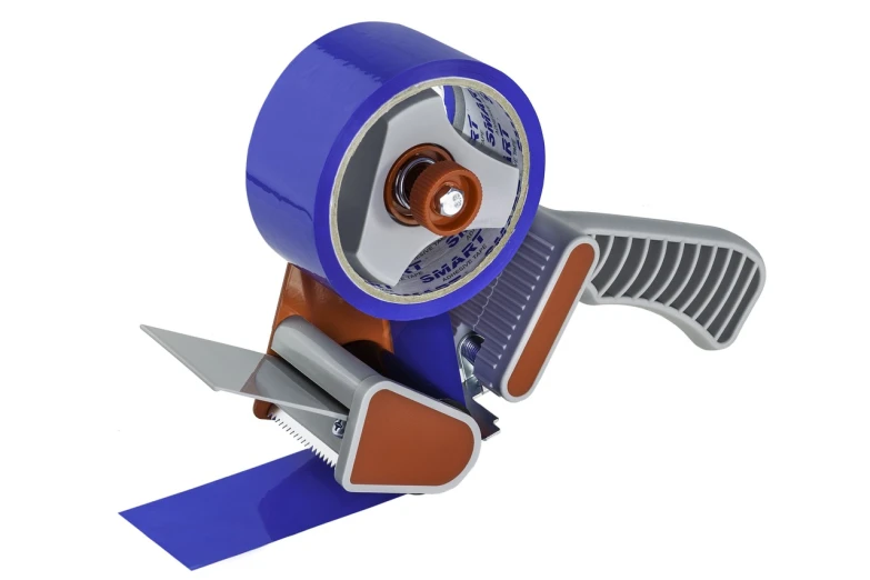 a blue tape dispenser with a pair of scissors, by Juan O'Gorman, cobra, unbiased render, beginner, sonic, maximalist