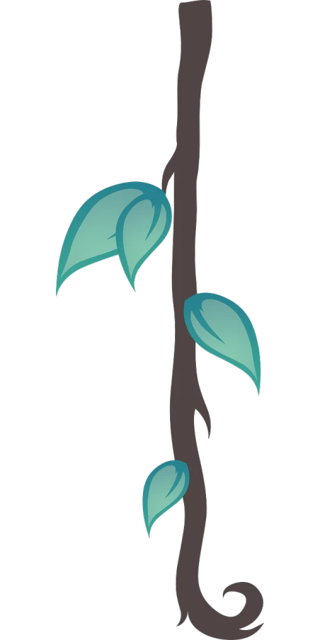 a plant with green leaves growing out of it, concept art, vines. tiffany blue, dark. no text, single long stick, background image