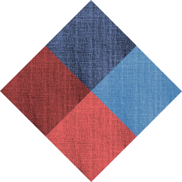 a blue and red diamond on a black background, inspired by Inshō Dōmoto, suprematism, detailed clothes texture, reddit vexillology, linen, grainy photo