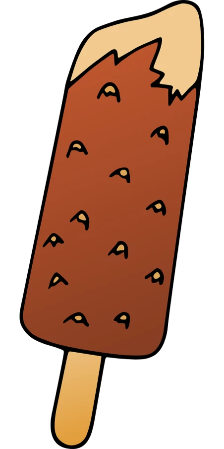 a close up of a popsicle on a stick, an abstract drawing, tumblr, brown bread with sliced salo, mobile game asset, on a flat color black background, bird view