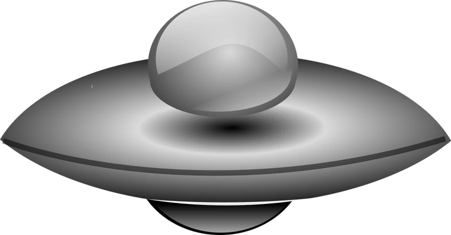 a black and white image of a sphere, a raytraced image, by Tom Carapic, pixabay, flying saucer, made of liquid metal and marble, flat drawing, grey and silver