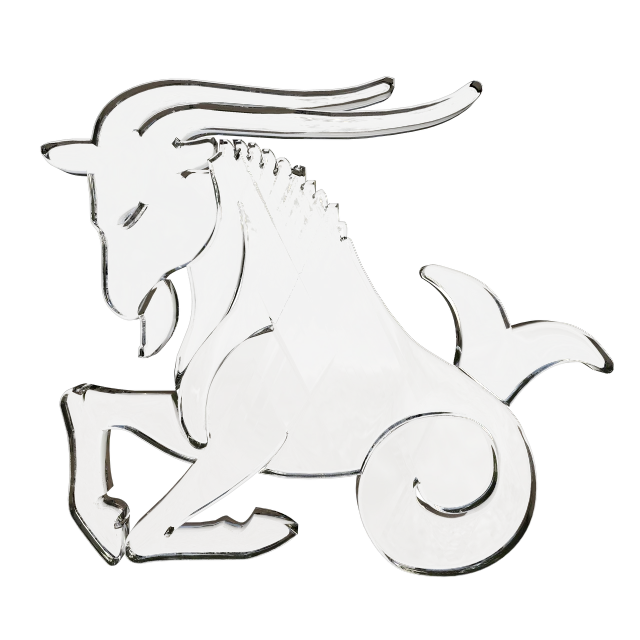 a close up of a metal animal on a white background, a digital rendering, by Arthur Sarkissian, art deco, taurus zodiac sign symbol, black draconic - leather, the devastating wise goat, - h 1 0 2 4