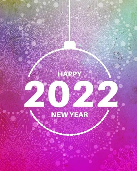a happy new year card with a christmas ornament, trending on pixabay, happening, second colours - purple, chaotic riots in 2022, 2 5 6 colors, vintage look