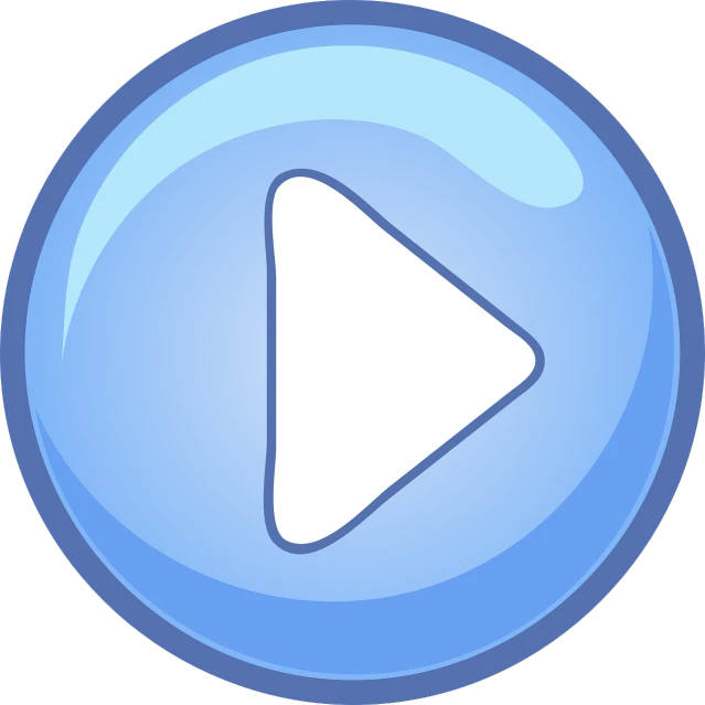 a blue button with a play button on it, inspired by Masamitsu Ōta, pixabay, run, song, background is white, cone