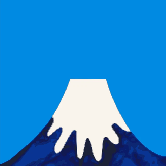 a close up of a person's hand with a mountain in the background, a minimalist painting, inspired by Hiroshi Nagai, ukiyo-e, blue liquid and snow, [ digital art ]!!, mount fuji, only head and shoulders