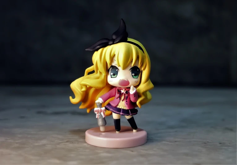 a close up of a figurine of a girl, a picture, flickr, kirisame marisa from touhou, cute miniature resine figure, disgaea, neo noire