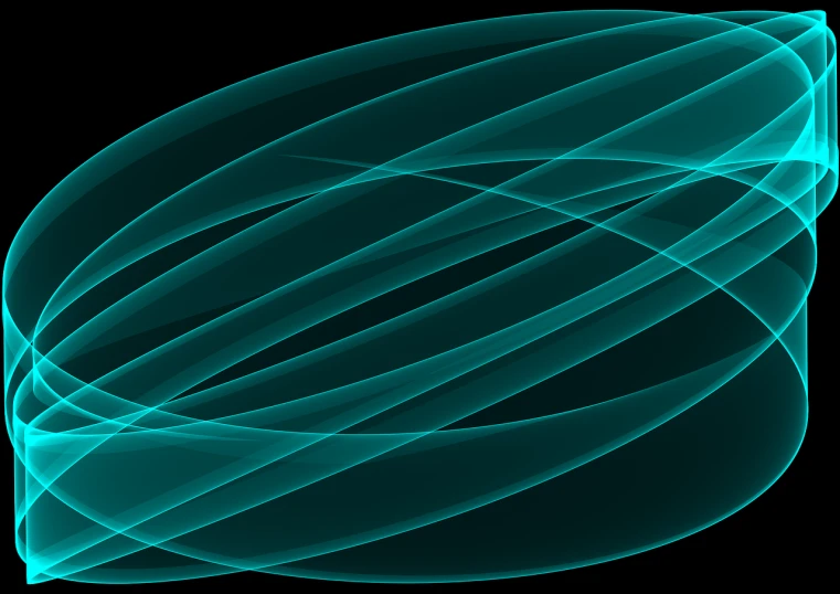 a blue abstract design on a black background, digital art, inspired by Lorentz Frölich, vectorial curves, translucent material, floating. greenish blue, plain background