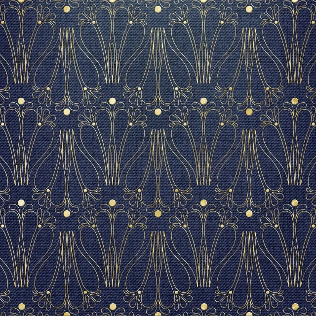a blue fabric with a gold design on it, by Maude Kaufman Eggemeyer, art nouveau, wallpaper background, high resolution details, blueprint, symmetrical detail
