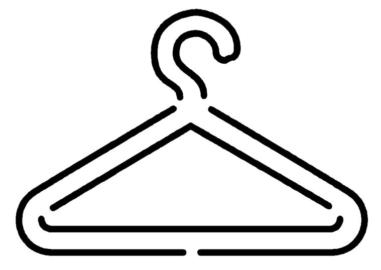 a black and white line drawing of a hanger, lineart, by Andrei Kolkoutine, unsplash, minimalism, in icon style, costume desig, concern, arrow shaped