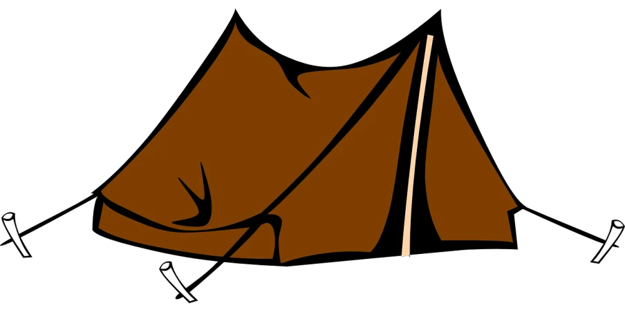 a brown tent on a black background, sots art, svg art, knife, summer camp, wind