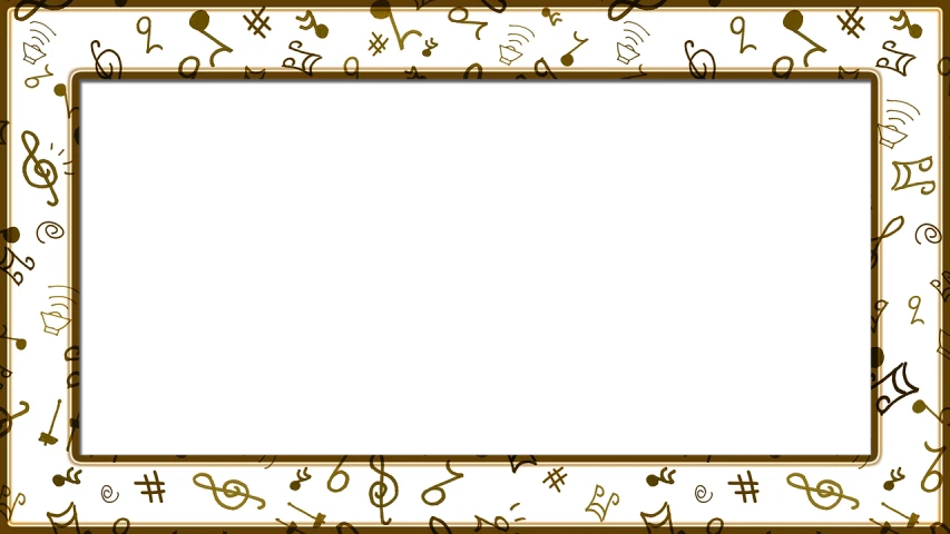 a picture frame with musical notes on it, pixabay, computer art, black gold color scheme, wide long shot, ( ( dithered ) ), classroom background