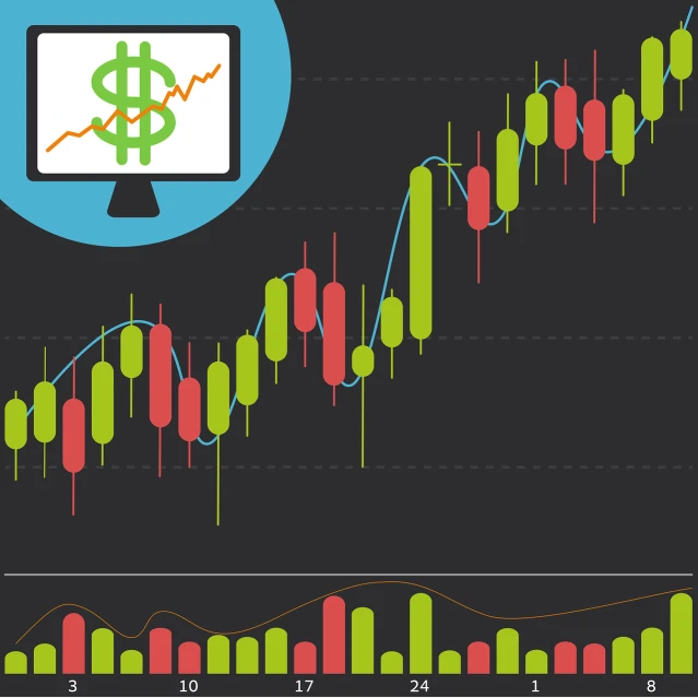 a chart with a dollar sign on it, a digital rendering, analytical art, flat vector art, trading stocks, digital screenshot, set photo