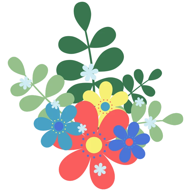 a bouquet of flowers on a black background, vector art, inspired by Masamitsu Ōta, pixabay, folk art, seasons!! : 🌸 ☀ 🍂 ❄, various posed, svg, spring colors