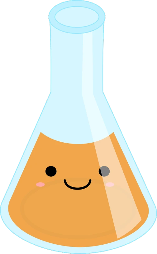 a close up of a flask with a smiley face, a picture, inspired by Doug Ohlson, reddit contest winner, mingei, very minimal vector art, magic lab background, cone shaped, cute:2