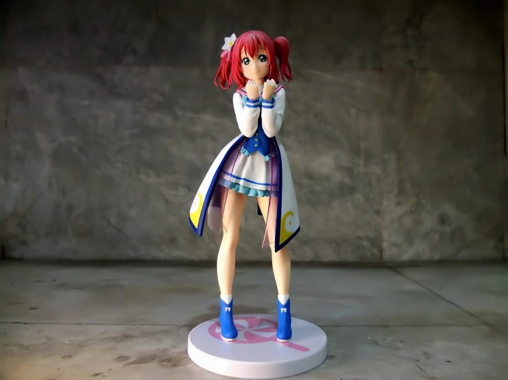 a close up of a figurine of a woman, a statue, inspired by Fujiwara Takanobu, tumblr, figuration libre, rias gremory, magic school uniform, single character full body, happy!!!